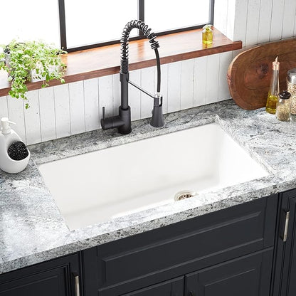 Signature Hardware 447666 Totten 33" Drop In or Undermount Single Basin Granite Composite Kitchen Sink