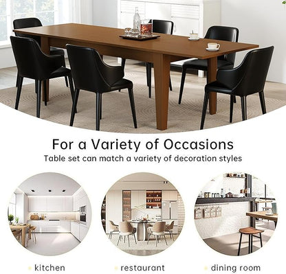 ODC 71" to 106" Extendable Dining Table, Expandable Large Kitchen Table Seats 6-10 People, Space-Saving Woodgrain Dining Room Table & Home Office Conference Desk, Teak
