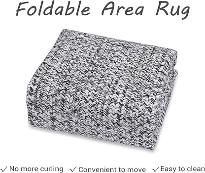 Printed Washable Runner Rugs 2x10 Rug for Living Room Bath Mat Modern Imitation Braided Bedroom Rug Non Slip Geometric Area Rug Kitchen Rugs Stain Resistant Carpet 2'x10' Light Grey