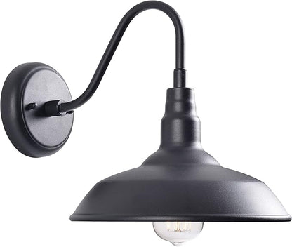 Kenroy Home Dale 10'' Modern 1-Light Outdoor Wall Sconce Wall Light, Wall Mounted Light with Black Metal Round Shade for Porch, Patio or Garage, Black