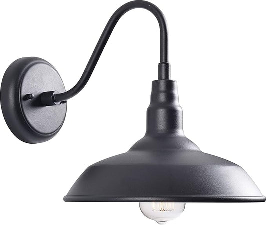 Kenroy Home Dale 10'' Modern 1-Light Outdoor Wall Sconce Wall Light, Wall Mounted Light with Black Metal Round Shade for Porch, Patio or Garage, Black
