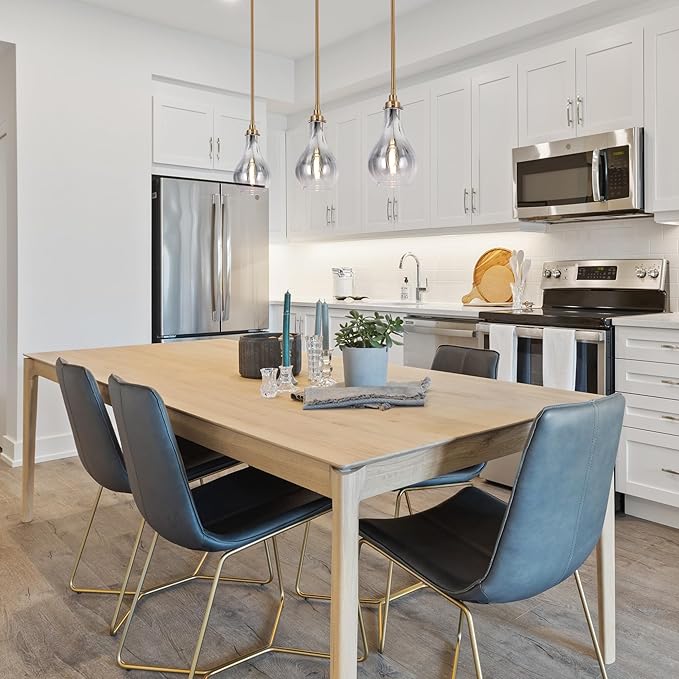 KSANA Pendant Light Kitchen Island, Gold Pendant Lighting with Colored Glass for Dining Room Modern Electroplated Hanging Light Fixtures for Kitchen, Hallway, Foyer, Entryway