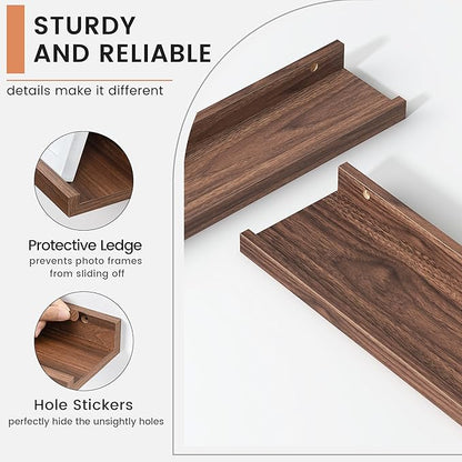 FLYJOE Floating Picture Ledge Shelves for Wall Set of 4, 24 Inch Wall Shelves with Lip Long Large Nursery Book Shelf for Toys Storage Kids Bookshelf Wall Mounted Living Room Bedroom Decor Frames