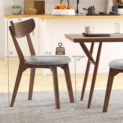 NAFORT Dining Chairs Set of 4 with Curved High Back Soft Cushion, Mid-Century Modern Fabric Upholstered Kitchen & Dining Room Chairs, 4 Kitchen Chairs for Living Room, Restaurant