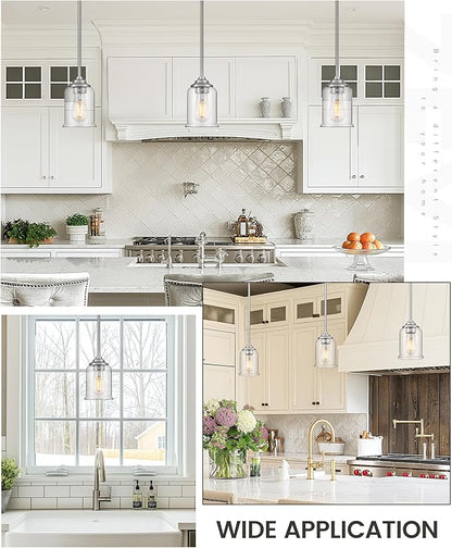 zeyu Modern Pendant Lighting, 1-Light Kitchen Hanging Light Fixture for Dining Room Entryway, Brushed Nickel Finish with Clear Glass Shade, ZSL104MIL BN