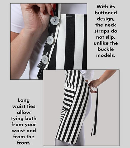 TOSHEX Kitchen Apron Waterdrop Resistant Cotton Apron with adjustable Aprons for Women with Pockets Cooking Apron Chef Apron for Men (1, Black)