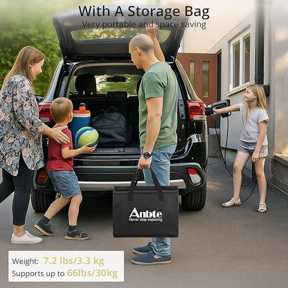 Anbte 3ft Camping Table Foldable with Storage Net and Bag, 3 Adjustable Heights High 27.5" Aluminum Camping Table Portable, for Outdoor Indoor Backyard BBQ Cooking Party Picnic Beach, Light Oak Grain