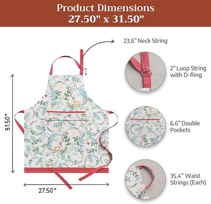 Maison d' Hermine 100% Cotton Apron for women with Pocket Kitchen Chef Apron for Men Cooking Mothers Day Gifts