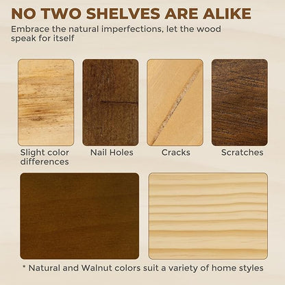 RICHFOCUS Live Edge Wood Floating Shelves for Wall 48" Natural Solid Wood Wall Mounted Shelf|8 Inch Deep Wooden Floating Shelves with Invisible Bracket for Bathroom Kitchen Room|1Pcs, Walnut