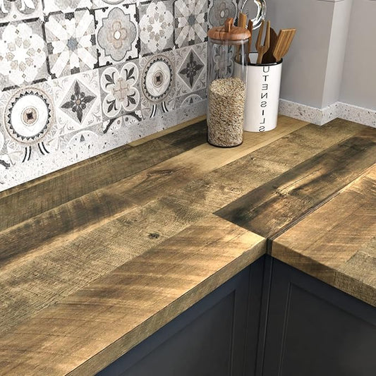 WESTICK Brown Wood Contact Paper for Countertops Waterproof 12" x 394" Wood Wallpaper Peel and Stick Vinyl Countertop Wooden Butcher Block Contact Paper for Cabinets and Drawers Furniture Shelf Liner