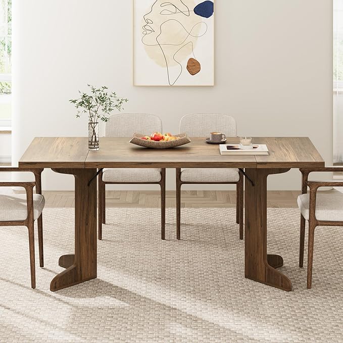 GAOMON 71.1 Inch Dining Table for 6-8 People, Farmhouse Rectangle Kitchen Table, Large Wooden Dinner Table with Thicken Tabletop and Sturdy Legs, Kitchen and Dining Room Furniture, Walnut
