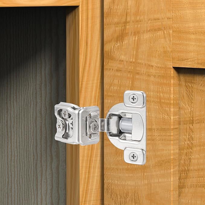 (4 Pack) 1-1/4 Inch Overlay Soft Close Cabinet Hinges, Kitchen Concealed Hinges for Face Frame Door, European Hinges with Brushed Nickel