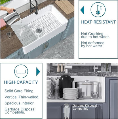 Extra Large White Farmhouse Sink 36 x 20 Inch, Firecaly Apron Front Undermount Farm Kitchen Sink Deep Single Bowl for Kitchen, w Accessories 2 Types, Fits MIN. Cabinet Size: 24"Dx39"W