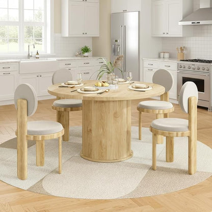 Farini 43" Round Dining Table for 4-6,Modern Kitchen Room Table with Wood Top & Sturdy Metal Base,Natural