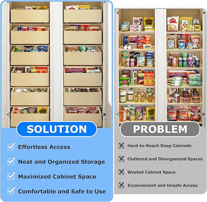 WelFurGeer Soft Close Pull Out Cabinet Organizer, 29" W x 22" D Heavy-Duty Pull-Out Cabinets Drawers, Smooth Slide-Out Shelf for Kitchen Cabinets, Space-Saving Cabinet Organizer with Easy Installation