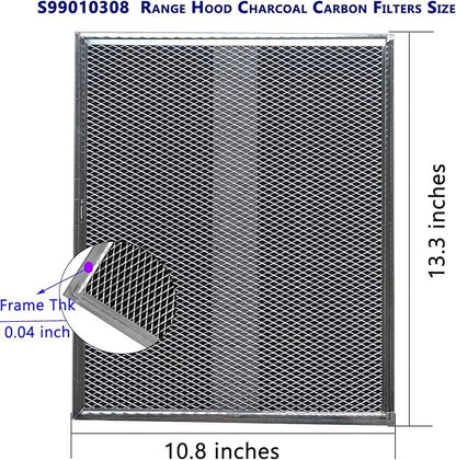 2-Pack Upgraded S99010308 BPSF30 Range Hood Charcoal Filters 10.8"x13.3" Fit GE WB02X10707 S-ears Allure Range Hood Filter and Bro-an Nut-one QS WS Non-Ducted carbon Replacement Filter