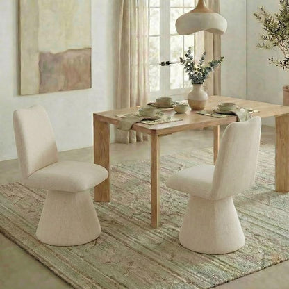 KISLOT Swivel Dining Chairs Set of 4, Modern Upholstered Dining Chair Mid Century Kitchen Chairs with High Back, 360 Degree Rotating Vanity Chair for Dining Room, Bedroom, Farmhouse, Sand