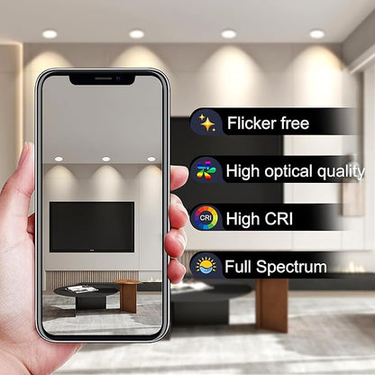 12 Pack 6 Inch LED Recessed Light with Night Light, 5CCT, Ultra-Thin with Junction Box 12W,1080lm, Dimmable Non-Can Downlight, High Brightness, ETL approva