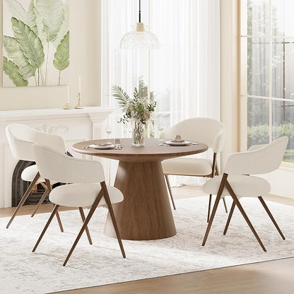 COLAMY Dining Chairs Set of 4, Modern Fabric Upholstered Dining Room Kitchen Side Chairs with Iron Legs, Open Back and Padded Seat, for Living Room/Restaurant/Cafe, Beige