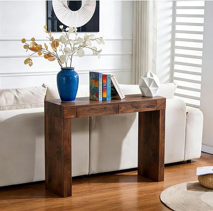 Counter Height Dining Set with Rattan Back Stools,Bar Table with 2 Drawers,Upholstered Kitchen Island Chairs,Chrome Cantilever Frame,Modern Furniture for Dining Room (Walnut Table,4 Coffee Chairs)