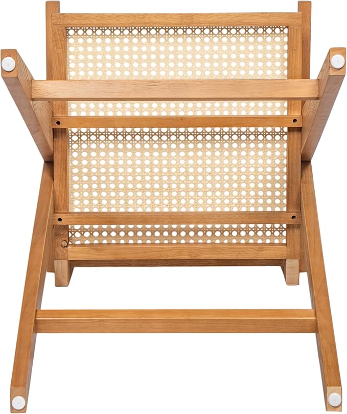 Modern Dining Chairs,Sturdy Rubberwood Frame with Woven Cane Backrest,Set of 2,Stylish Simple Natural Design,Applicable To Front Porch,Outdoor Lounge,Kitchen Island Bar Stools,Versatile Use,Natural-Wo
