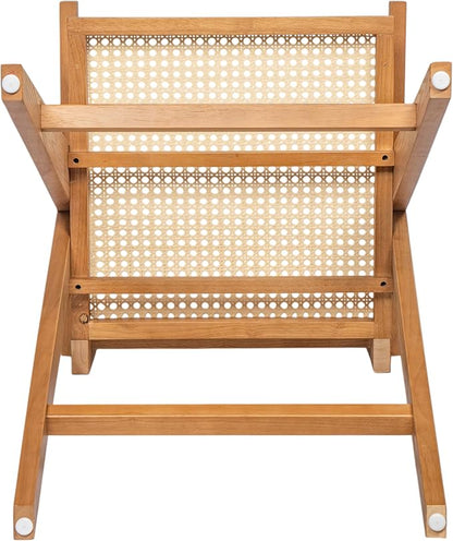 Modern Dining Chairs,Sturdy Rubberwood Frame with Woven Cane Backrest,Set of 2,Stylish Simple Natural Design,Applicable To Front Porch,Outdoor Lounge,Kitchen Island Bar Stools,Versatile Use,Natural-Wo
