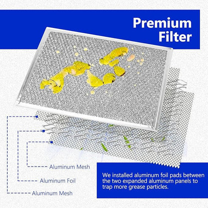HASMX Aluminum Replacement Grease Filter for Range Hood 9" x 10.5" x 1/8" - Replaces Part Number GE: WBX8406. American Metal Filter: RHP0808, RBF0901. Homefilter: HF120 (2)