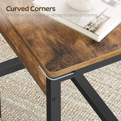 YATINEY Dining Chairs Set of 4, Industrial Kitchen Chairs with Metal Frame, Slanted Back, Wooden Dining Chair Set, for Kitchen, Living Room, Rustic Brown and Black CY03L4BR