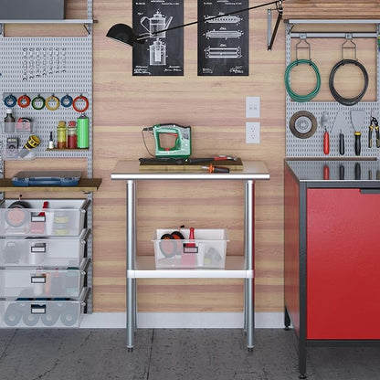 Stainless Steel Work Table | NSF Kitchen Island Food Prep | Laundry Garage Utility Bench (Table, 30" Long X 14" Deep)