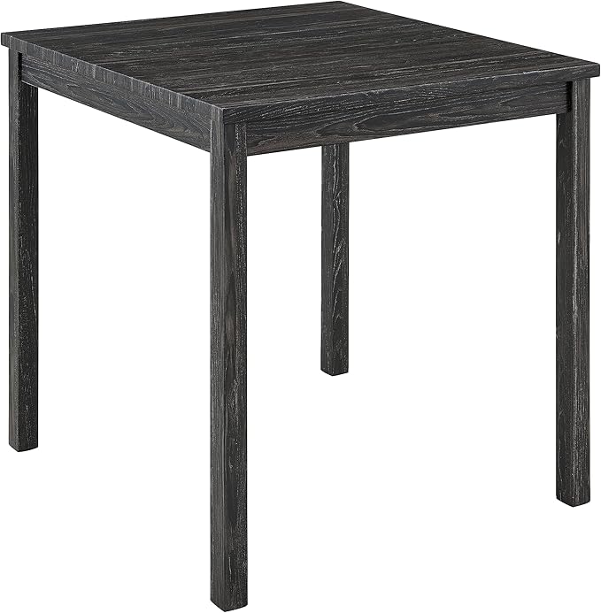 Ball & Cast 5 Piece Wooden Dining Table and Chairs Set for 4, 24"H Tufted Counter Stools with 34.2" Square Bar-Table, Industrial Breakfast Table with 4 Padded-Stool for Kitchen Island Playroom, Black