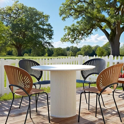 MIXL-Modern White Circular Kitchen Tables,47 Inches Round Dining Room Table, White Circle Dinner Tables for 6-8 People, Farmhouse Dining Table for Corner, Kitchen, Coffee, Cafe and Restaurant