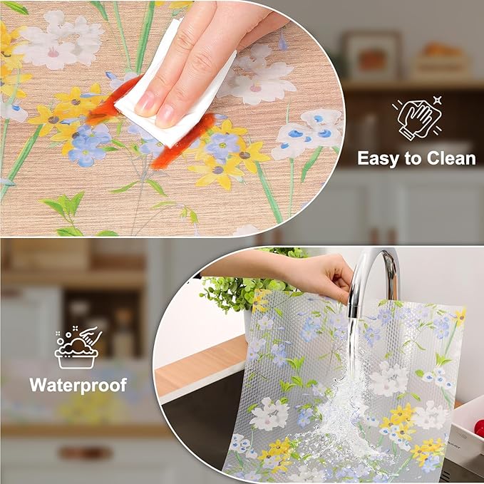 Cooyes Shelf Liner – Premium Non-Adhesive Cabinet & Drawer Liner for Kitchen – Waterproof Shelf Paper with Modern Pattern – Durable EVA Cabinet Mat – Easy to Cut （12" W x 120" L）