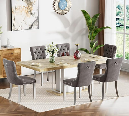 78.74" Wooden Extendable Dining Table for 8-10 People, Modern Farmhouse Expandable Kitchen Table with White Pedestal Base, Long Large Rectangular Extendable Kitchen Dining Room Table, Light Oak