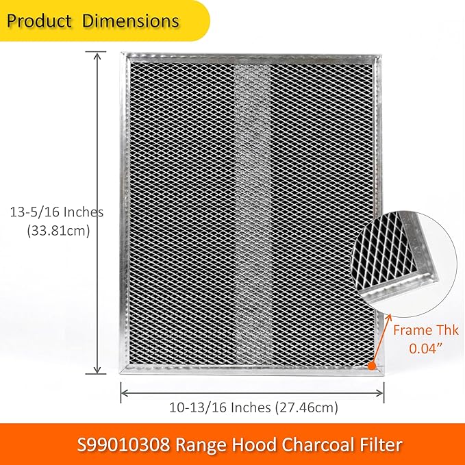2-Pack S99010308 Range Hood Charcoal Filter 10.8 x 13.3 Inch Non-Ducted Stove Hood Vent Filter Replacement for Bro-an BPSF30 QS/WS series G-e WB02X10707