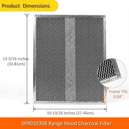 2-Pack S99010308 Range Hood Charcoal Filter 10.8 x 13.3 Inch Non-Ducted Stove Hood Vent Filter Replacement for Bro-an BPSF30 QS/WS series G-e WB02X10707