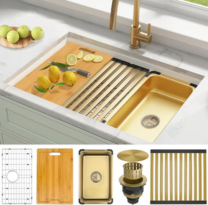 White Undermount Kitchen Sink 30 X 18 inch,Granite Composite Kitchen Sink Undermount/Drop In,Large Single Bowl Workstation Kitchen Sinks (White, 30" X 18")