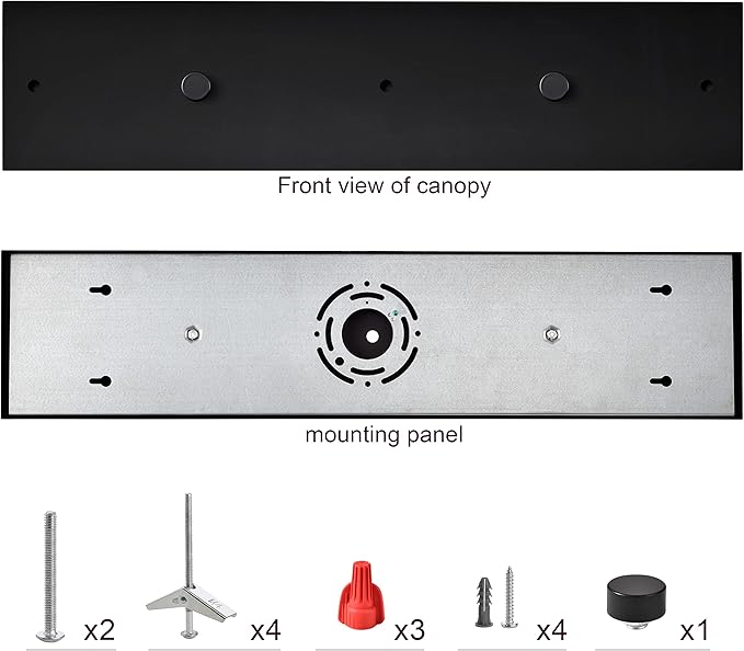 Three Pendant Light Linear Canopy Accessory Light Kit, 26 inch Flush Mount Cluster Canopy, Hanging 3 Lights with One Outlet Box for Kitchen Island, Mounting Hardware Included, Matte Black