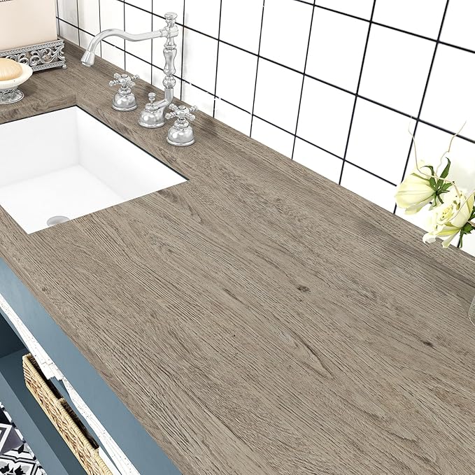 WESTICK Wood Grain Contact Paper Peel and Stick Countertops Waterproof Wood Look Wallpaper Stick and Peel Wood Contact Paper for Cabinets Kitchen Table Bedroom Dresser Desk 15.8" x 78"
