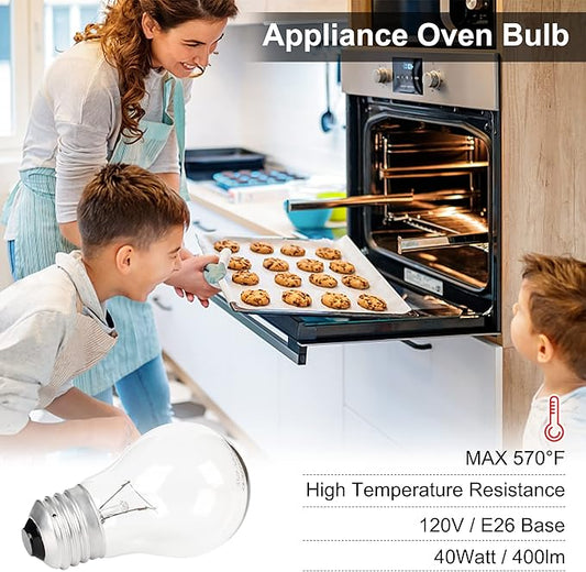 Appliance Oven Light Bulb A15 40W High Temperature 500 Degrees Resistant for Refrigerator Over Stove Microwave Range Hood Lava Lamp Replacement Bulb E26 Medium Base 120V Warm White