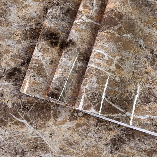 BAYYA 118x16inch Brown Marble Contact Paper Peel and Stick Wallpaper for Kitchen Cabinets Bathroom Granite Countertop Sticker Vinyl Film Self Adhesive Counter Top Covers Waterproof Furniture Stickers