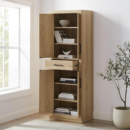 Crosley Furniture Isla Modern Kitchen Storage Pantry Cabinet with Shelves, Dining or Laundry Room, Ash