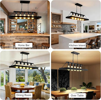 Rustic Farmhouse Chandelier for Dining Room 5-Lights Black
