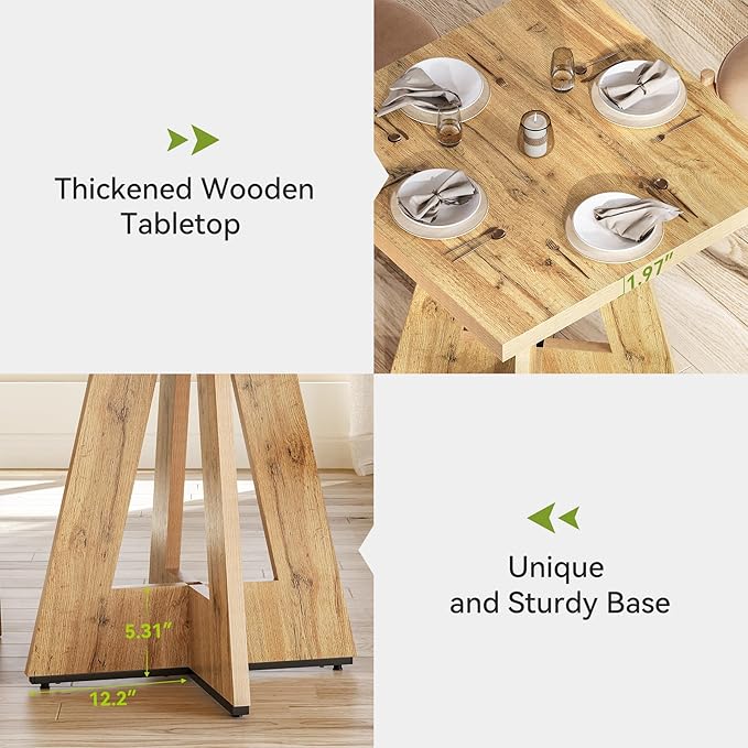 LITTLE TREE 31.5" Square Dining Table for 4, Small Space Kitchen Table with Pedestal Base, Farmhouse Wood Tables for Apartment, Dining Room & Living Room, Ideal for Cafe & Restaurant Use (Brown)