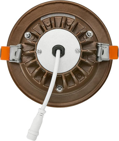 Maxxima 4 in. Ultra Thin Recessed Anti-Glare LED Downlight, Canless IC Rated, 1000 Lumens, 5 Color Temperature Selectable 2700K/3000K/3500K/4000K/5000K, Dimmable, Bronze Trim, 90 CRI, J-Box Included