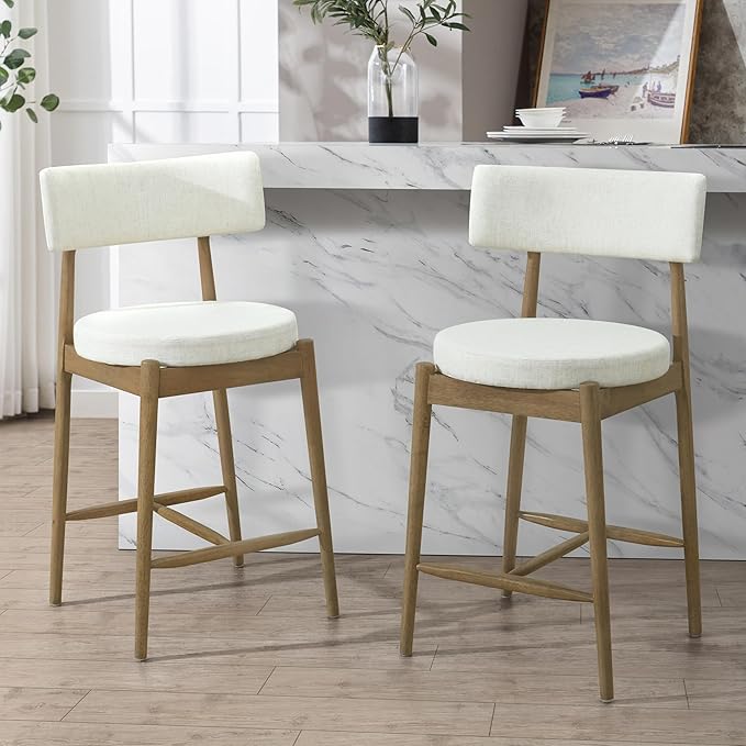 Modern Dining Chairs Set of 2 with Comfortable Seat - Sturdy Natural Wood Construction, Versatile Use for Kitchen Island, Dining Room, Bedroom - Stylish Simple Design,Beige-Fabric-Foam