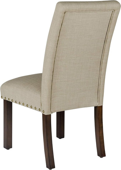 HomePop Michele Dining Chair with Nailhead Trim - Tan (Set of 2)