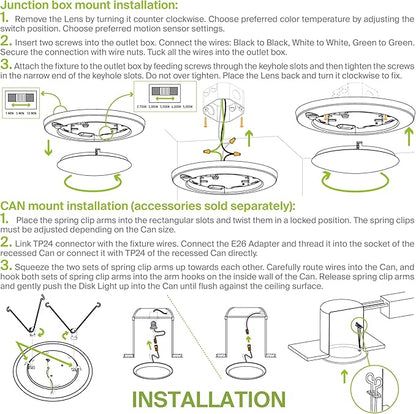 ASD 6 Pack Motion Sensor LED Disk Lights 6 Inch, 15W 5CCT 2700-5000K 1149LM CRI90+, Indoor Ceiling Flush Mount Light Fixture, Low Profile Lighting for Closet, Hallway, Pantry, Porch, Garage, White, UL