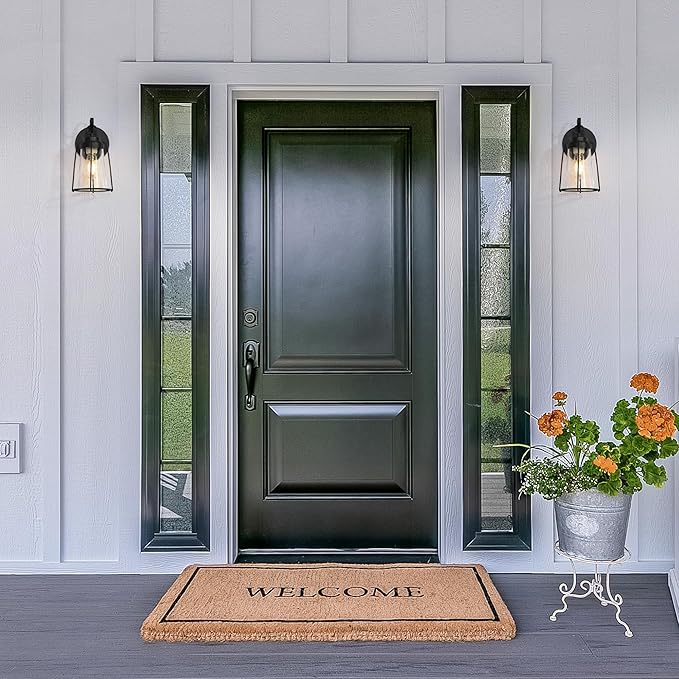 Black Outdoor Wall Sconces, Farmhouse Exterior Wall Mounted Light with Clear Glass Water Proof Outdoor Porch Lights for Patio, Gazebo, Entryway