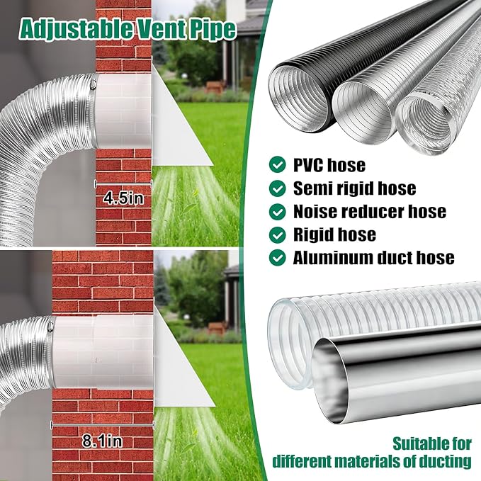 6 Inch Hooded Wall Vent Cover with Screen and Damper Galvanized Steel for Kitchen Range Hood Dryer Bathroom Exhaust, White