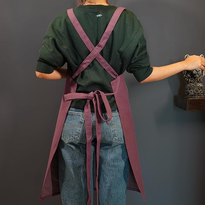 100% Cotton Kitchen Apron with 2 Pockets – Adjustable Chef Apron for Cooking Baking BBQ – Unisex Apron